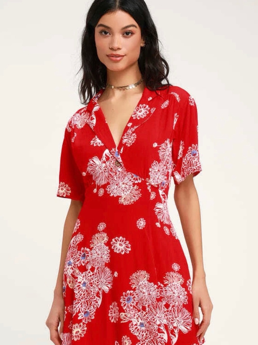Free People Red Hawaii FloralDress